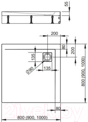 Душевой поддон Radaway Argos C900 / 4ACN99-02 (с ножками)