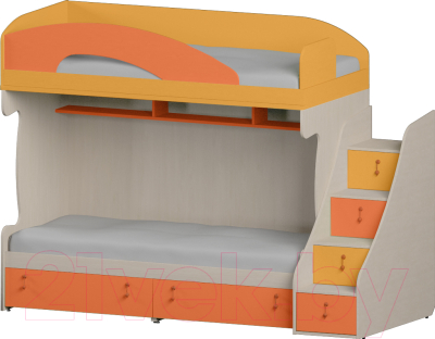 Двухъярусная кровать детская Softform Миа (тыквенный/оранжевый, правый)