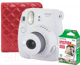 Фотоаппарат с мгновенной печатью Fujifilm Instax Mini 9 с фотопленкой и фотоальбомом (белый) - фотопленка