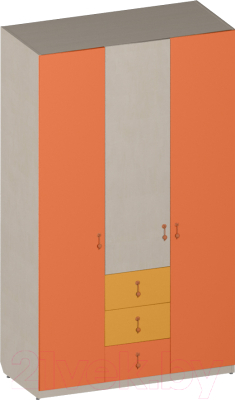 Шкаф Softform Миа трехстворчатый (тыквенный/оранжевый)