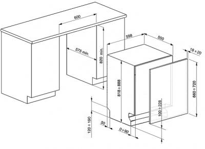 Посудомоечная машина Smeg ST321 - схема встраивания