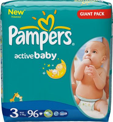 Подгузники детские Pampers Active Baby 3 Midi Giant Pack (96шт) - общий вид
