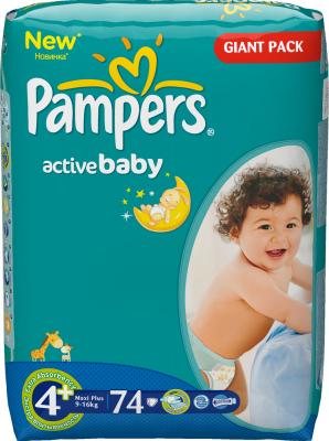 Подгузники детские Pampers Active Baby 4+ Maxi Plus (74шт) - общий вид