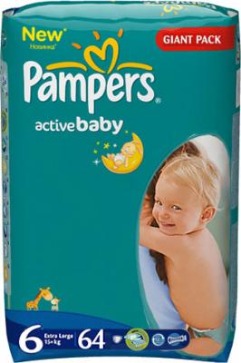 Подгузники детские Pampers Active Baby 6 Extra Large (64шт) - общий вид