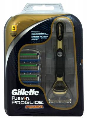 Бритвенный станок Gillette Fusion Power ProGlide Gold (бритва с кассетой + 4 кассеты) - общий вид