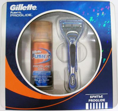 Набор для бритья Gillette Fusion ProGlide (кассета + гель увлажняющий) - общий вид