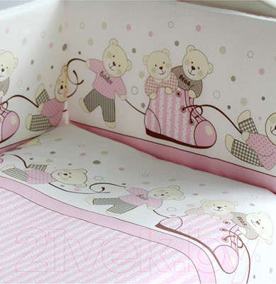 Комплект постельный для малышей Pituso Мишки / МР 605 (розовый)