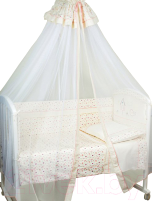 Комплект постельный для малышей Lappetti Домик для птички / 6006 - балдахин в комплект не входит