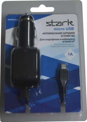 Зарядное устройство автомобильное Aks-Stark micro USB 1000мА (черный)