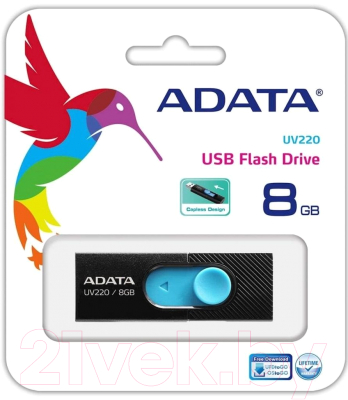 Usb flash накопитель A-data DashDrive UV220 8GB Black/Blue (AUV220-8G-RBKBL)