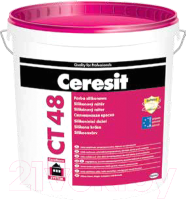 Краска Ceresit Фасадная CT 48 (15л, силиконовая база, белый)