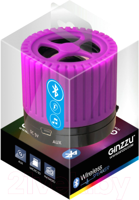 Портативная колонка Ginzzu GM-988V (фиолетовый)