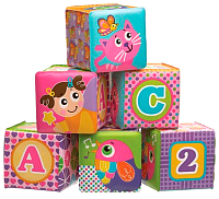 Набор игрушек для ванной Playgro Мягкие кубики / 0184164 (розовый) - 
