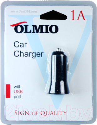 Адаптер питания автомобильный Olmio 1USB-1А (черный)