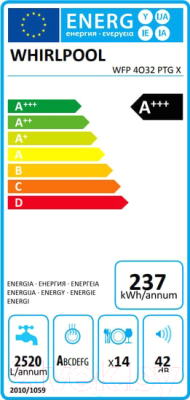 Посудомоечная машина Whirlpool WFP 4O32 PTG X