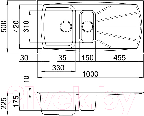 Мойка кухонная Elleci Living 475 Bianco Titano G68 / LGL47568