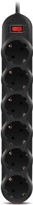 Сетевой фильтр Sven SF-06L (1.8 м, 6 розеток,черный)