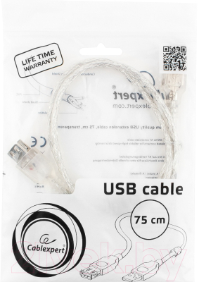 Удлинитель кабеля Cablexpert CCF-USB2-AMAF-TR-0.75M