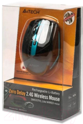 Мышь A4Tech Wireless G11-590FX-3 (черный/голубой)