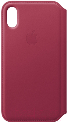 Чехол-книжка Apple Leather Folio для iPhone X Berry / MQRX2