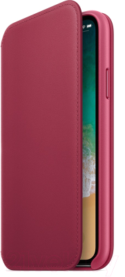 Чехол-книжка Apple Leather Folio для iPhone X Berry / MQRX2