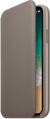 Чехол-книжка Apple Leather Folio для iPhone X Taupe / MQRY2