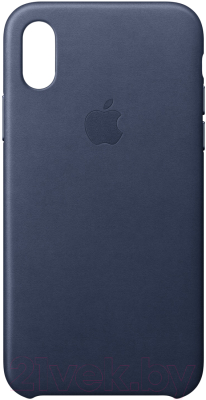 Чехол-накладка Apple Leather Case для iPhone X Midnight Blue / MQTC2