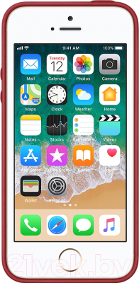 Чехол-накладка Apple Leather Case для iPhone SE Red / MR622