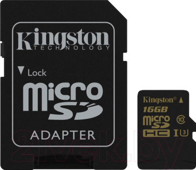 Карта памяти Kingston Gold microSDHC Class U3 UHS-I 16GB + адаптер (SDCG/16GB)