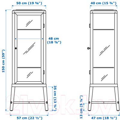 Шкаф-пенал с витриной Ikea Фабрикор 002.422.78