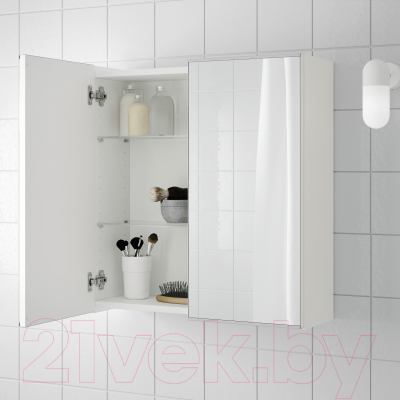 Шкаф с зеркалом для ванной Ikea Лиллонген 103.690.35 (белый)