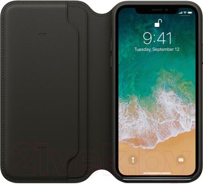 Чехол-книжка Apple Leather Folio для iPhone X Black / MQRV2