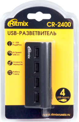 USB-хаб Ritmix CR-2400 (черный)