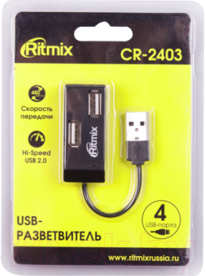 USB-хаб Ritmix CR-2403 (черный)