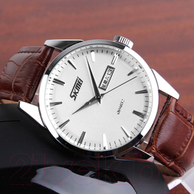 Часы наручные мужские Skmei 9073-3 (белый/серебристый)
