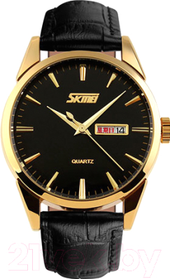 Часы наручные мужские Skmei 9073-2 (черный/золото)