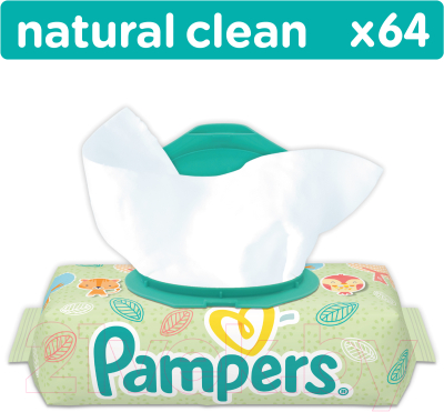 Влажные салфетки детские Pampers Naturally Clean (64шт)
