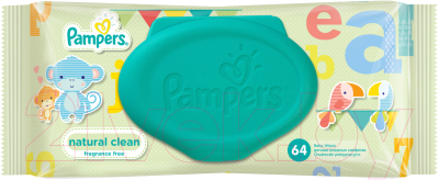 Влажные салфетки детские Pampers Naturally Clean (64шт)