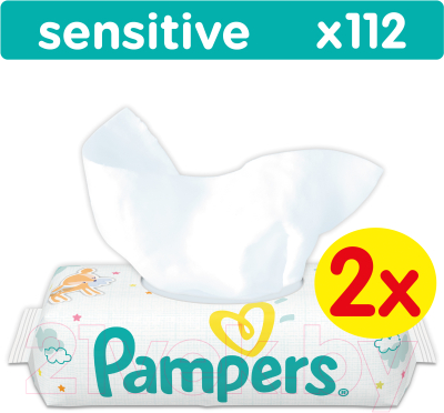 Влажные салфетки детские Pampers Sensitive Duo (2х56шт)