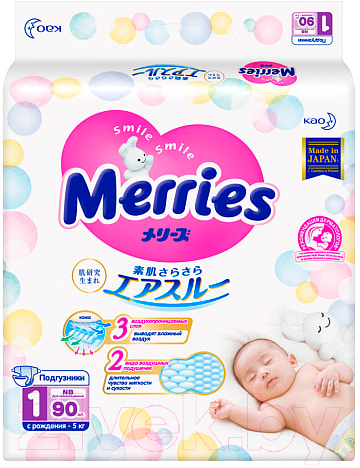 Подгузники детские Merries Newborn