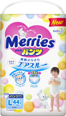 Подгузники-трусики детские Merries L (44шт)