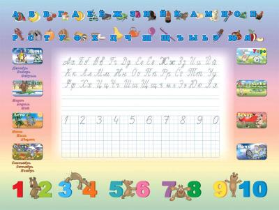 Комплект мебели с детским столом Tech Kids Буквы-Цифры 14-387 (салатовый и розовый) - рисунок столешницы