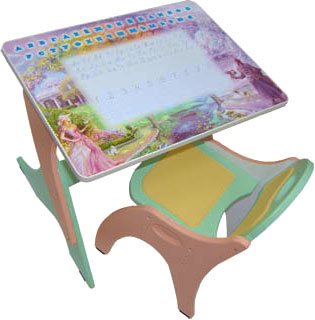 Комплект мебели с детским столом Tech Kids Буквы-Цифры 14-387 (салатовый и розовый) - общий вид