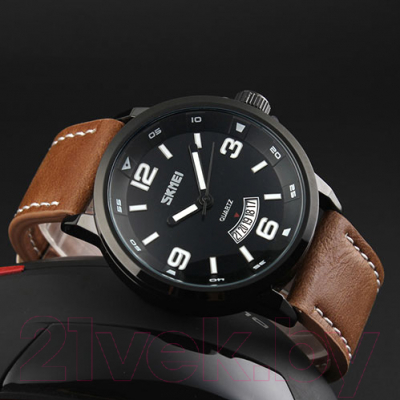 Часы наручные мужские Skmei 9115-1 (черный/коричневый)