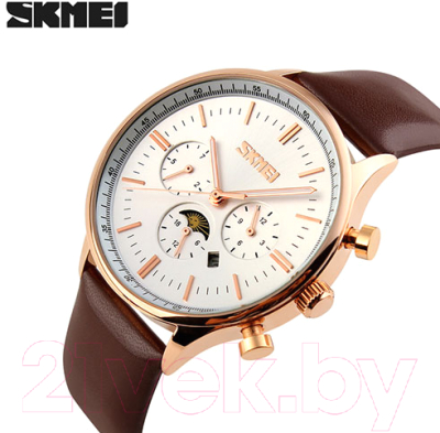Часы наручные мужские Skmei 9117-1 (золото/белый)