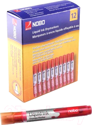 Набор маркеров NOBO Liquid Ink 1901074 (12шт, красный)