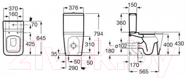 Унитаз напольный Roca Inspira Square 342537000