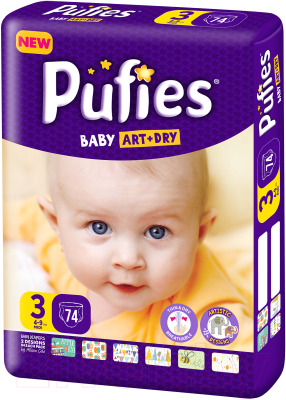 Подгузники детские Pufies Baby Art&Dry Midi 4-9кг (74шт)