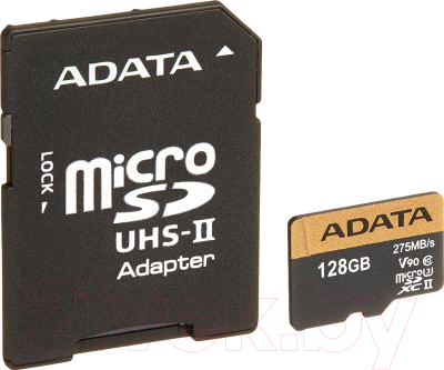 Карта памяти A-data microSDXC UHS-II 128GB + адаптер (AUSDX128GUII3CL10-CA1)