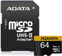 

Карта памяти A-data, microSDXC UHS-II U3 Class10 64GB (AUSDX64GUII3CL10-CA1)